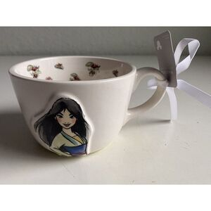Rae Dunn Disney Mulan Strength Warrior Ceramic Tea Cup Double Sided‎ NEW